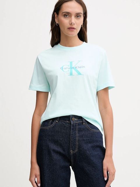 Calvin Klein Jeans t-shirt bawełniany damski kolor turkusowy LV047B865G - zdjęcie produktu nr 1