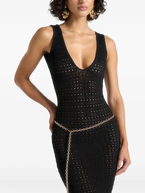 Manière De Voir pointelle open-back maxi dress - Black