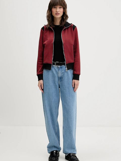 adidas Originals bluza Houndstooth damska kolor czerwony wzorzysta JY3461 - zdjęcie produktu nr 2