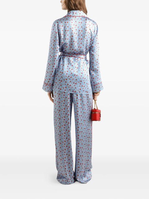 Dolce & Gabbana floral-print silk trousers - Blue