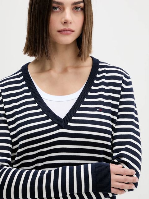 Tommy Jeans sweter bawełniany kolor granatowy lekki DW0DW19888