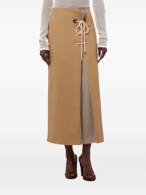 Moschino lace-up slit-detail cotton midi gabardine skirt - Neutrals - zdjęcie produktu nr 2