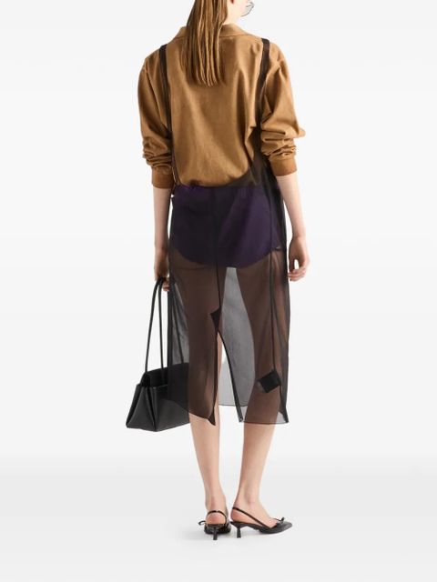 Prada long-sleeved cotton piqué polo shirt - Neutrals