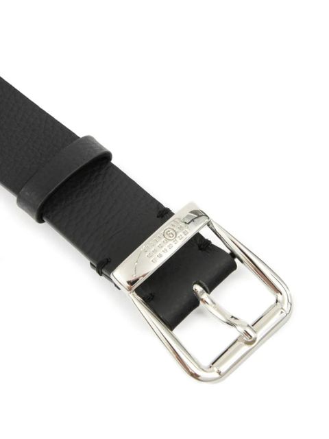 MM6 Maison Margiela engraved-logo leather belt - Black - zdjęcie produktu nr 2