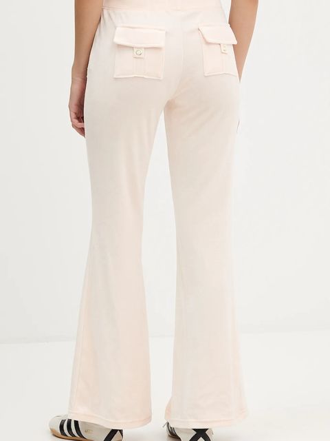 Juicy Couture spodnie dresowe welurowe CAISA LOW RISE PANT damskie kolor beżowy gładkie JCSEBJ008G - zdjęcie produktu nr 2