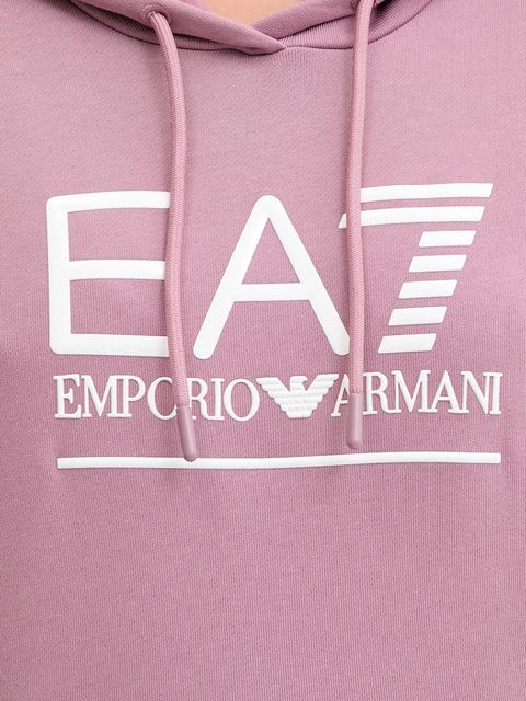 EA7 Emporio Armani bluza damska kolor fioletowy z kapturem z aplikacją AF12473.7W000417