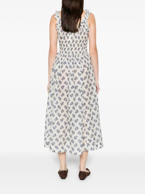 DÔEN flower print scoop neck dress - White