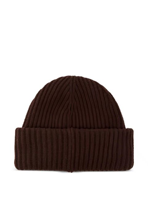 GANNI ribbed patch beanie hat - Brown - zdjęcie produktu nr 2