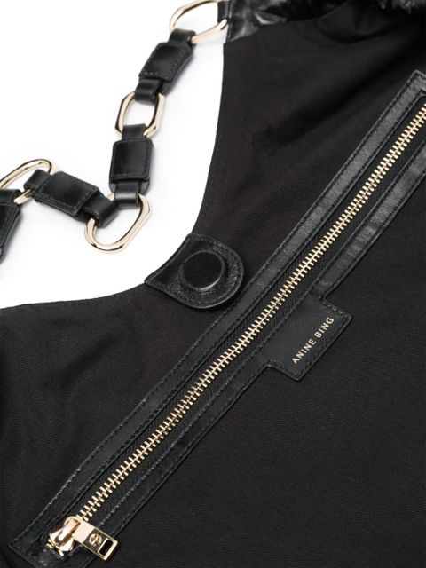 ANINE BING logo-embossed leather tote bag - Black