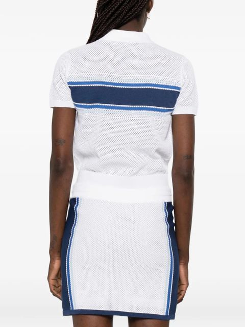 Casablanca striped zip polo shirt - White