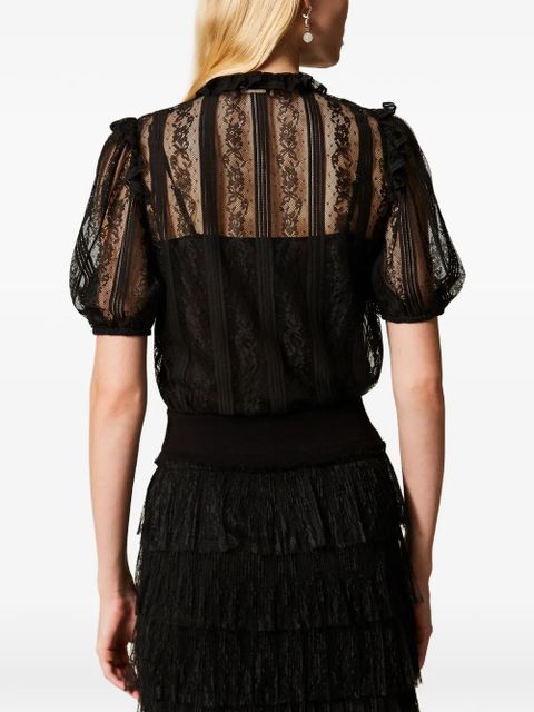 TWINSET striped lace blouse - Black