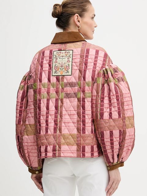 Barbour kurtka x Farm Rio kolor różowy przejściowa oversize LQU1871