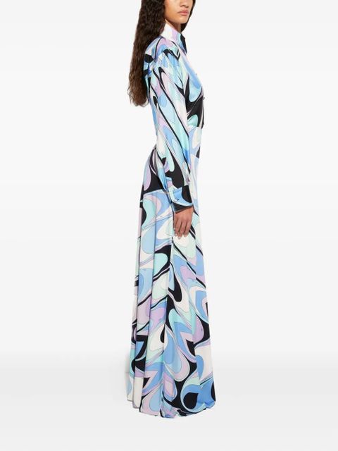 PUCCI onde-print pocket silk shirt - Blue