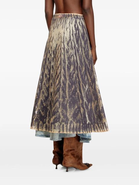 Diesel printed tulle midi skirt - Grey