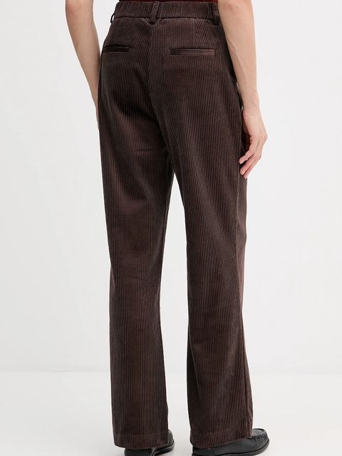 Sisley spodnie damskie kolor brązowy proste high waist 49L0LF07U