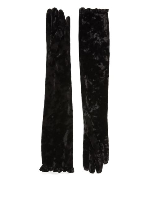 Valentino Garavani VLogo signature long chenille gloves - Black - zdjęcie produktu nr 2