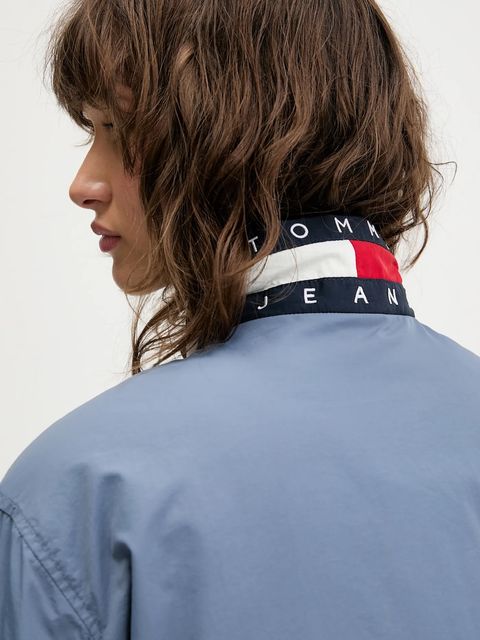 Tommy Jeans kurtka kolor niebieski przejściowa oversize DW0DW21436