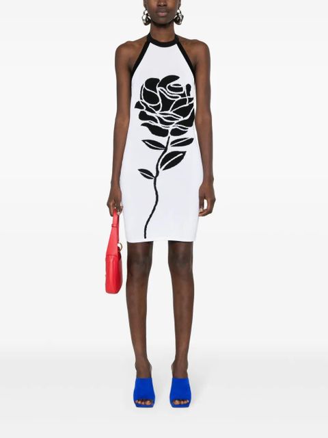 Balmain rose-intarsia halterneck minidress - Black - zdjęcie produktu nr 2