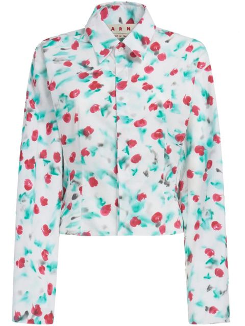 Marni floral-print cotton shirt - White