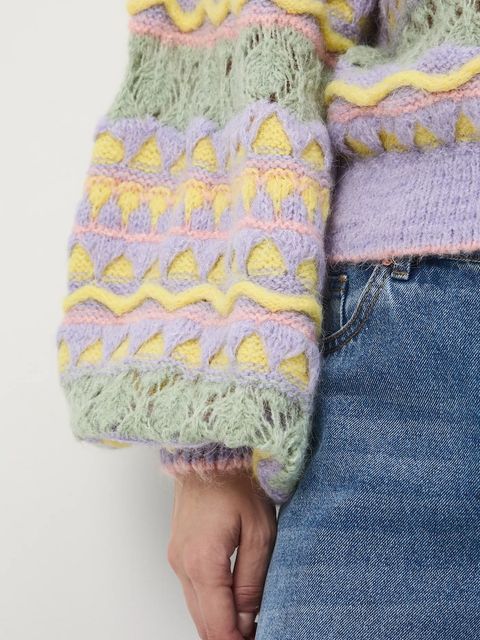 Medicine sweter z domieszką wełny damski kolor multicolor ciepły