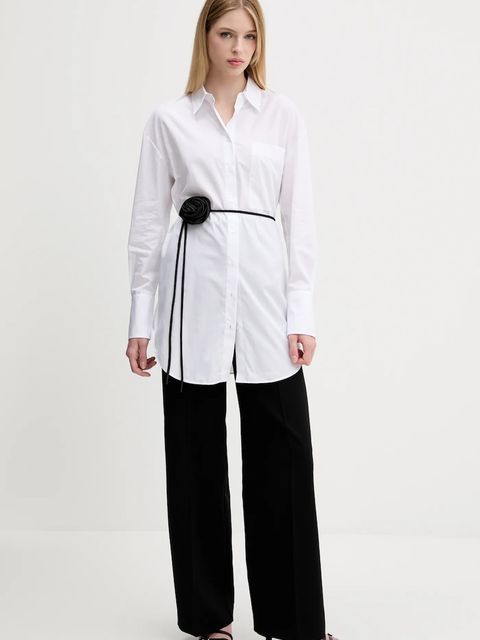 HUGO koszula bawełniana damska kolor biały relaxed z kołnierzykiem klasycznym 50544553 - zdjęcie produktu nr 2