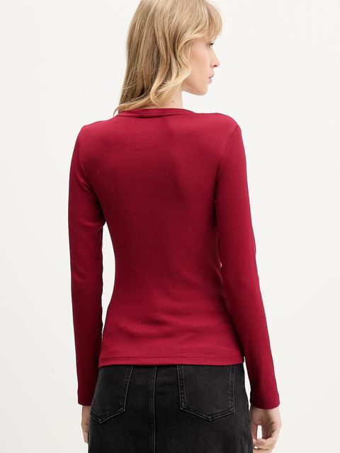 Guess Jeans longsleeve kolor bordowy W5BP01 KA0H1 - zdjęcie produktu nr 2