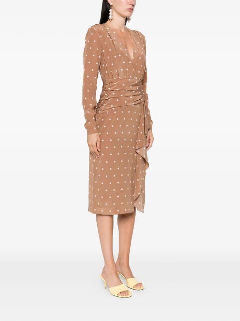 Alessandra Rich polka dot-print midi dress - Brown