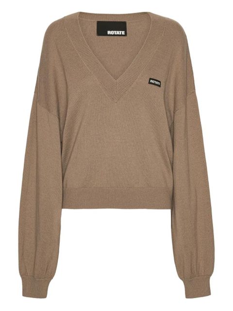 ROTATE BIRGER CHRISTENSEN v-neck long-sleeve sweater - Brown - zdjęcie produktu nr 1