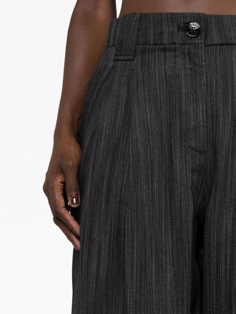 GANNI striped wide-leg trousers - Black
