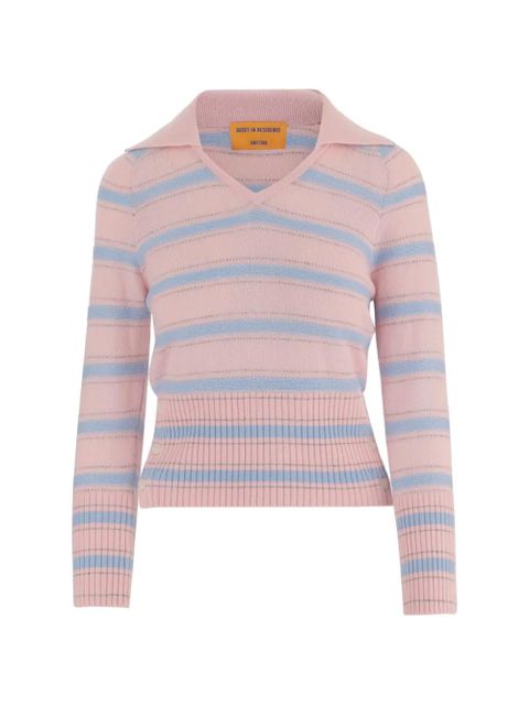 Guest In Residence Port V-neck striped sweater - Pink - zdjęcie produktu nr 1