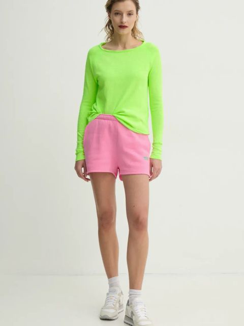 American Vintage szorty damskie kolor różowy gładkie high waist IZU09AE25