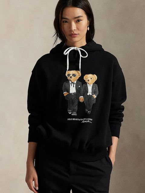 Polo Ralph Lauren bluza damska kolor czarny z kapturem z nadrukiem 211A87106 - zdjęcie produktu nr 1