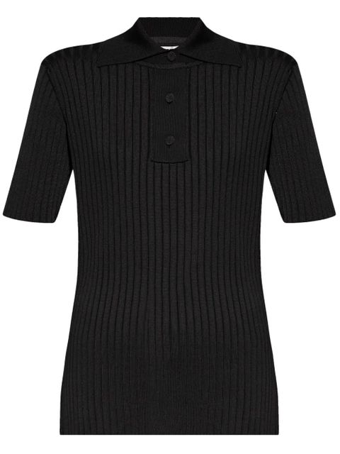 Jil Sander ribbed polo top - Black - zdjęcie produktu nr 1