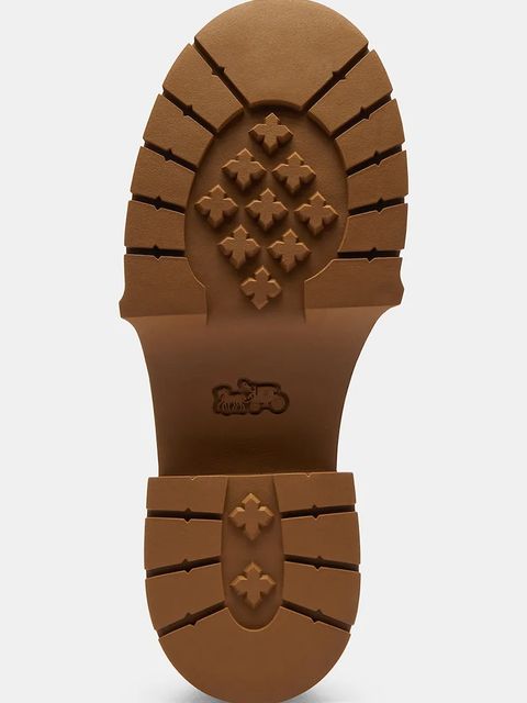 Coach mokasyny zamszowe Leah Platform damskie kolor brązowy na koturnie CCH84