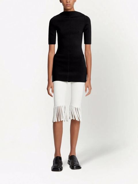 Proenza Schouler textured fringed biker shorts - White