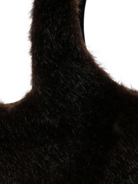 Coperni heart-shaped fur tote bag - Brown