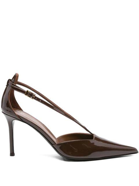 Giuseppe Zanotti 80mm patent leather ankle-strap pumps - Brown - zdjęcie produktu nr 1