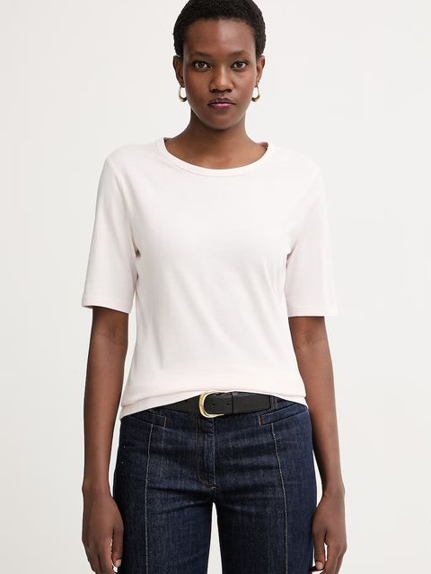 BOSS t-shirt basic damski z dodatkiem jedwabiu Evyta - zdjęcie produktu nr 1