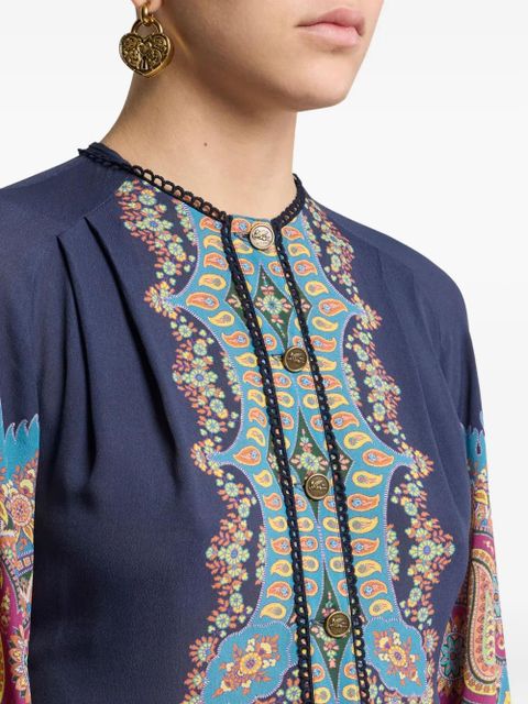 ETRO paisley-print button-front midi dress - Blue