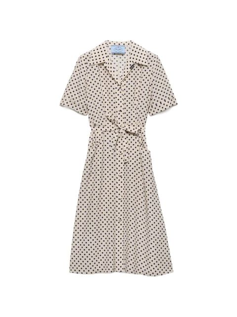 Prada polka-dot print marocain shirt dress - Neutrals - zdjęcie produktu nr 1