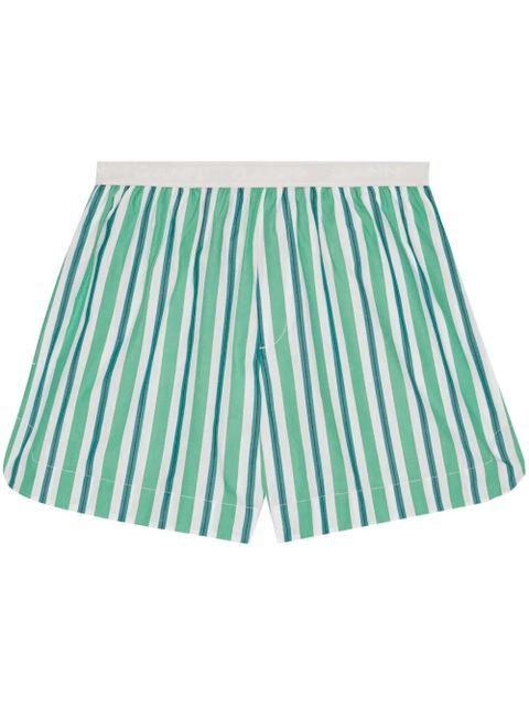 GANNI striped cotton mini shorts - Green - zdjęcie produktu nr 1