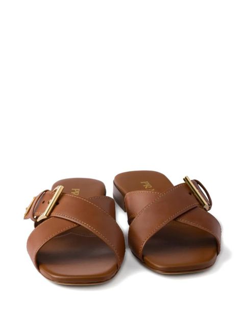 Prada criss-cross buckle-fastening sandals - Brown