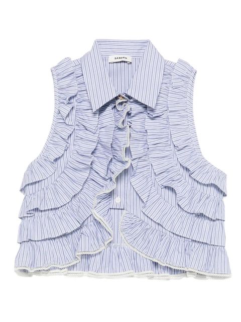 SANDRO striped-pattern ruffled blouse - Blue - zdjęcie produktu nr 1