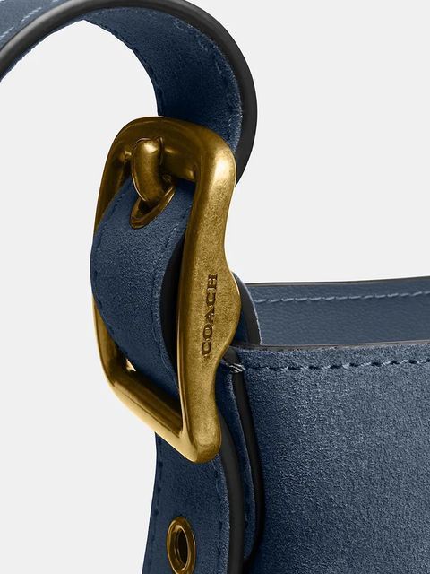 Coach torebka zamszowa Suede Bleecker Bucket 21 kolor niebieski CCW84