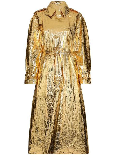 Dolce & Gabbana belted crinkled-patent coat - Gold - zdjęcie produktu nr 1