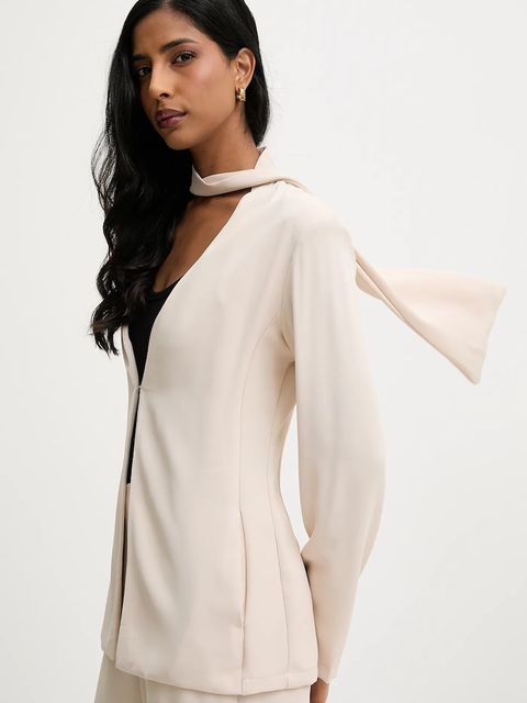 Answear.LAB marynarka kolor beżowy jednorzędowa gładka - zdjęcie produktu nr 1
