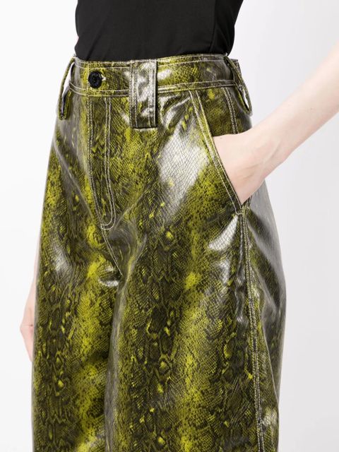 GANNI snake-print faux-leather shorts - Green