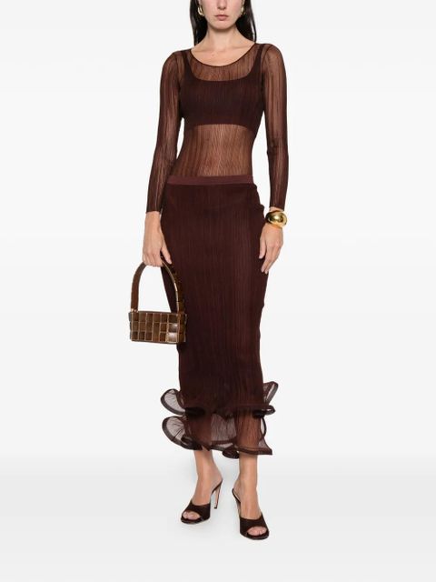 Simkhai ruffled midi skirt - Brown