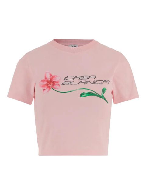 Casablanca logo-print cottonT-shirt - Pink - zdjęcie produktu nr 1