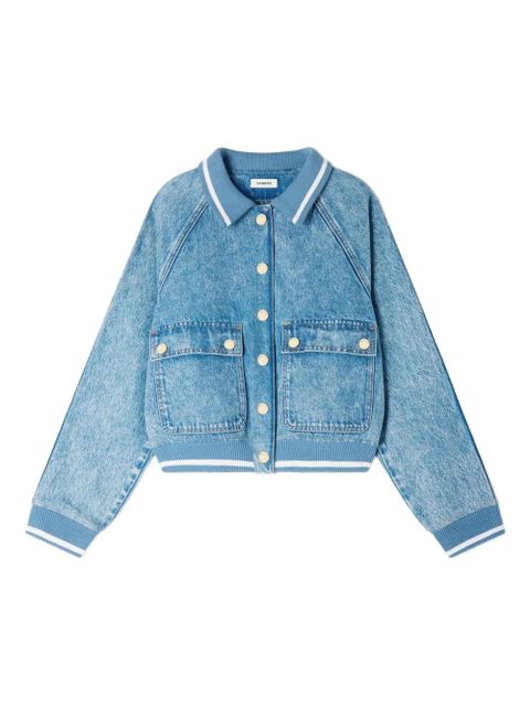 SANDRO knitted-collar denim jacket - Blue - zdjęcie produktu nr 1